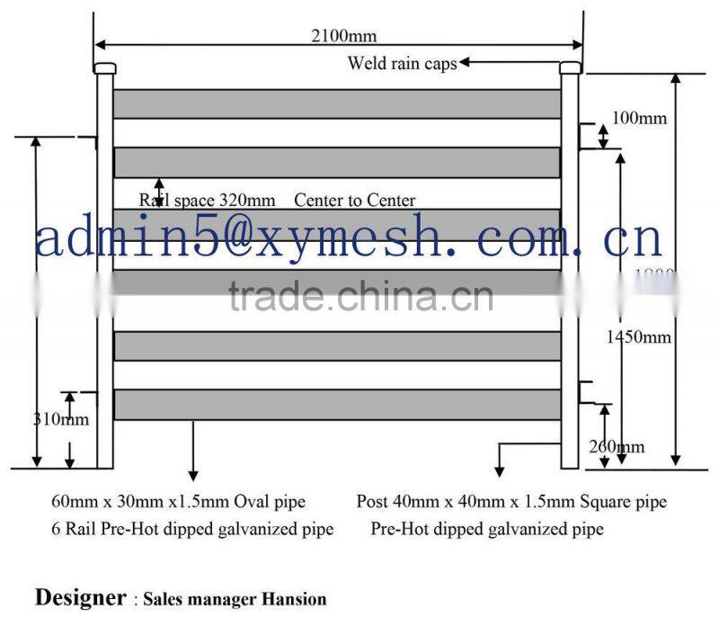 Oval Tube Rail Welded and Hot-dipped Gal Cattle Panel/Cattle Gate(Standard Australia Fence)