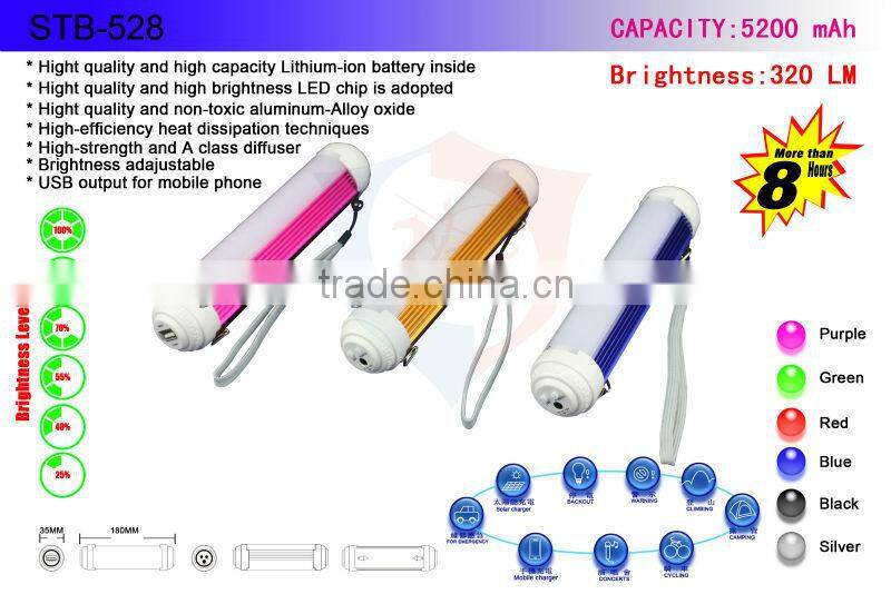 IP65 Waterproof LED Light Stick Emergency Charger Portable Flashlight Torch Camping Outdoor Lamp+Power adapter