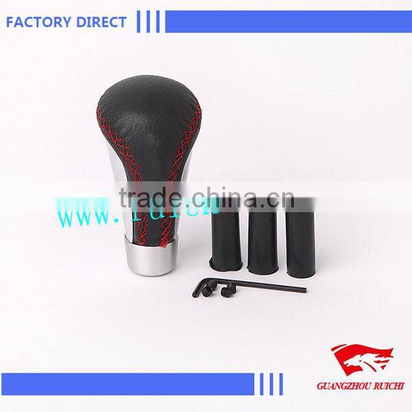 Universal Auto Gear Lever Shift Knob Leather Red Stitch Supplier
