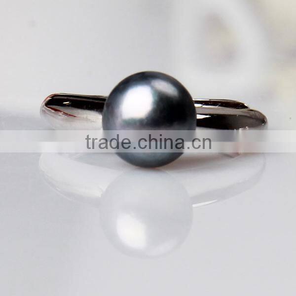 Black pearl ring/real natural pearl ring