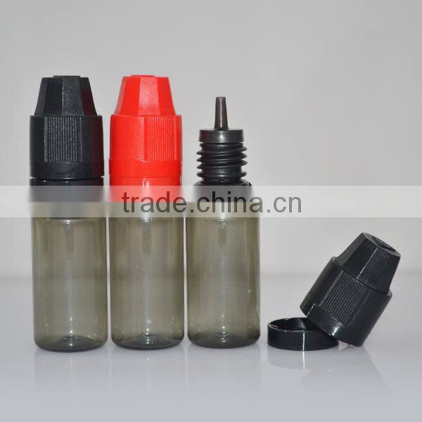 10ml PET e liquid bottle with childproof cap and long thin dropper tip