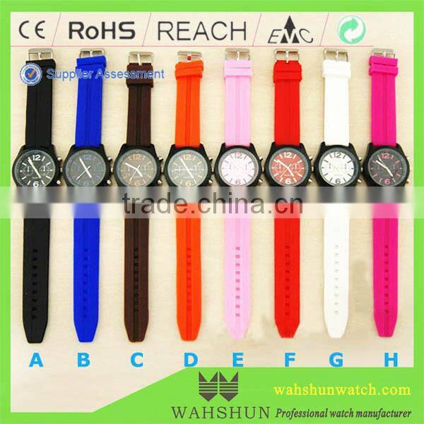 Fashion silicone band alloy promotion wristwatch stainless steel back cover