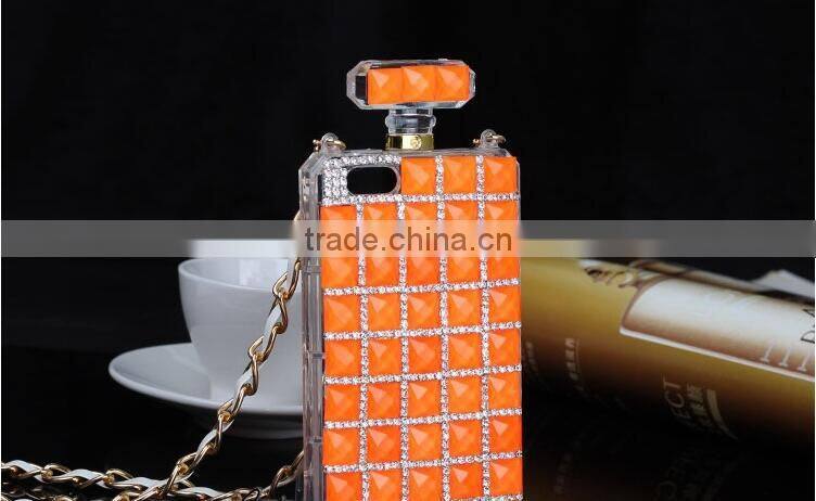 With PU chain Perfume Bottle Eiffel diamond case cover for iphone 5"