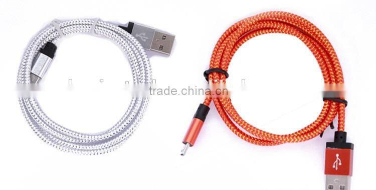 Newest Durable Metal Braided USB Cable V8 Android Mini Short USB Cable Charging for Smartphone