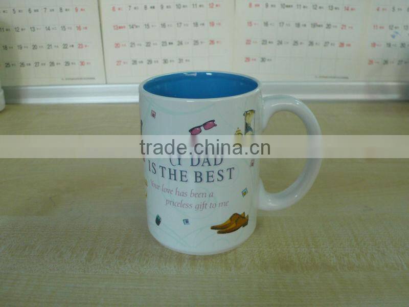 Inner Green Glazed Stoneware Promotional Mug for Brithday Gift