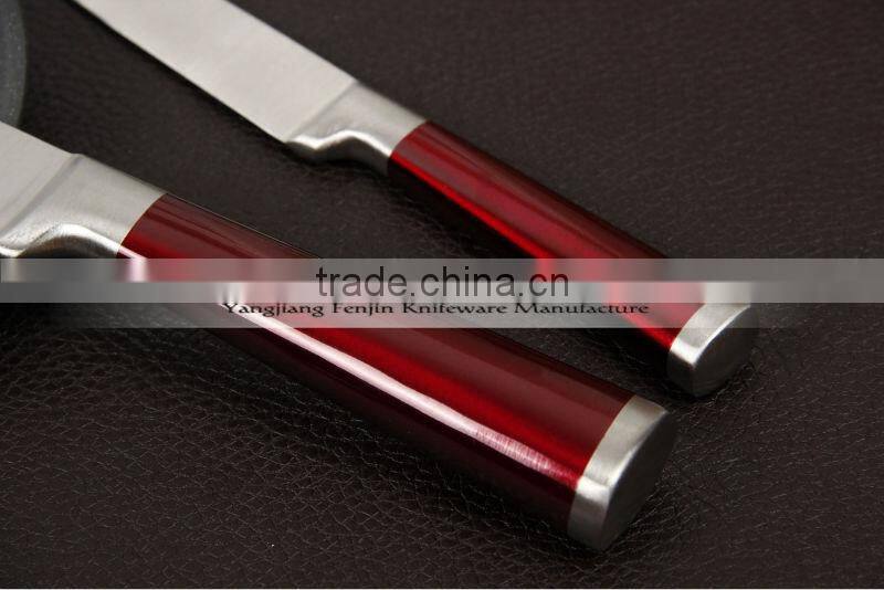 5-pcs Pearlized Apple Red Stainless Steel Hollow Handle Bread Knife Set
