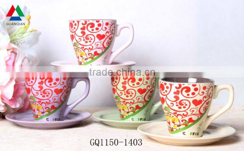 Factory direct ceramic coffee mug with small handle for promotion