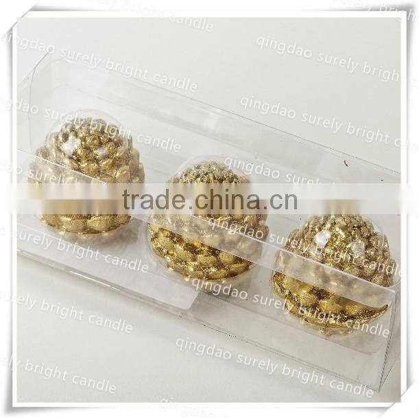 2015 hot sale china factory yellow carved pillar candles