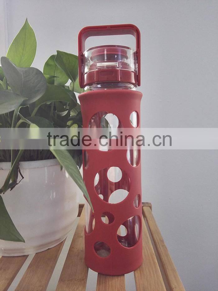 2016 new glass water bottle/galss tumbler/drink bottle silicone rubber