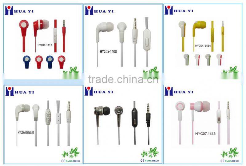 colorful new flat cable earbuds earphone with mic handsfree
