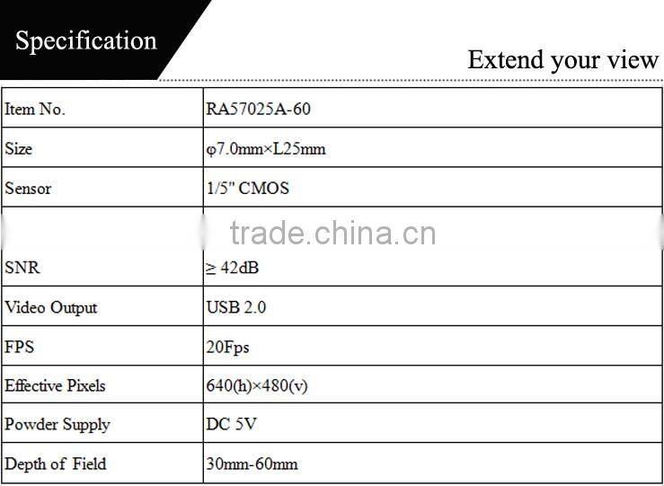 50cm~infinity focusing distance 7mm wifi camera module for surveillance