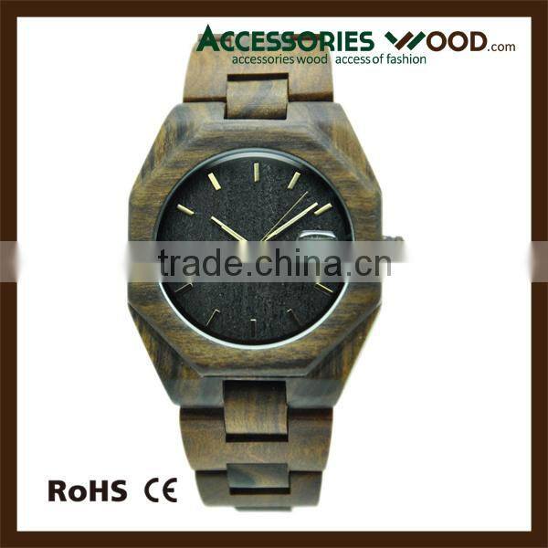 natural wood waterproof quartz wooden watch with customized logo