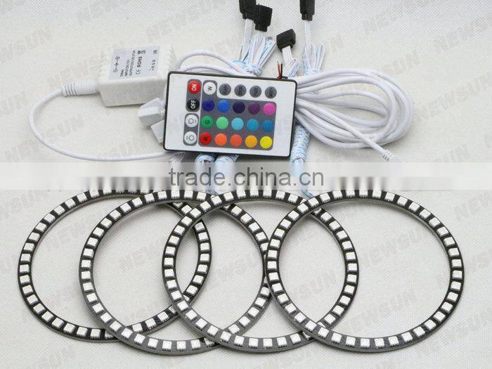 New color chaning rgb angel eyes for Headlights Car Angel Eyes 120MM 42leds 5050 SMD LED Light Halo Rings Light