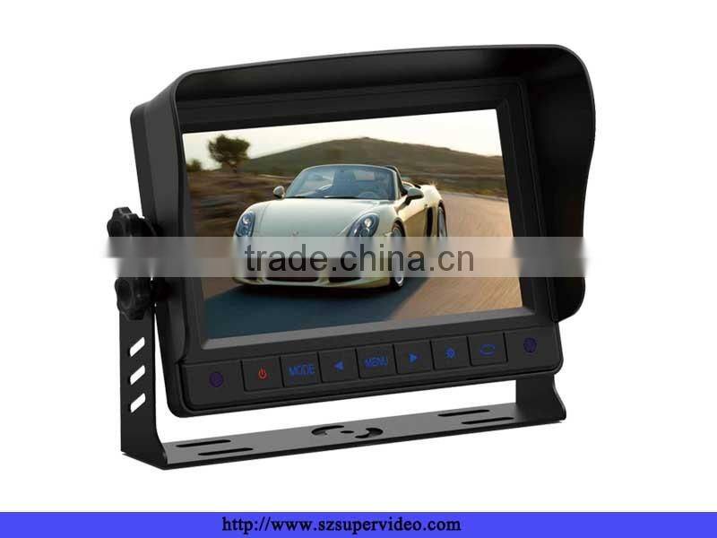 7 inch stand tft lcd quad monitor with 4 video inputs car cameras
