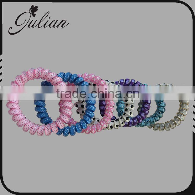 Elastic Circle Hair Tie Ponytail Holder Band Multi color Telephone Wire Cord Elastic Head Tie Hair Band color random FHHTA0022