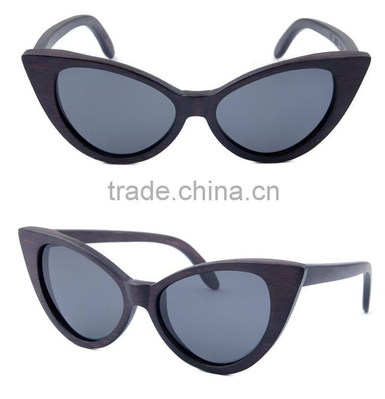 Vintage butterfly shape frame natural wood sunglasses with custom logo