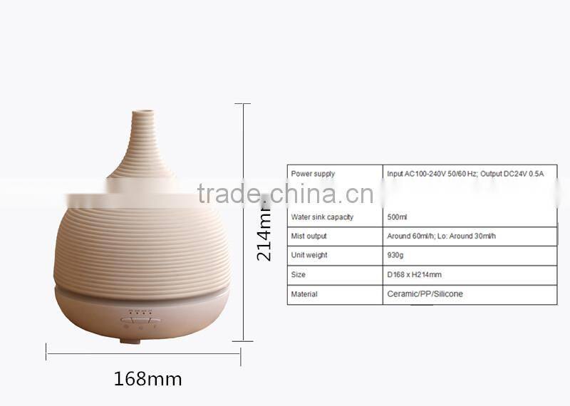 china manufacture cool design 500ml porcelain ultrasonic aroma diffuser/essential oil diffuser