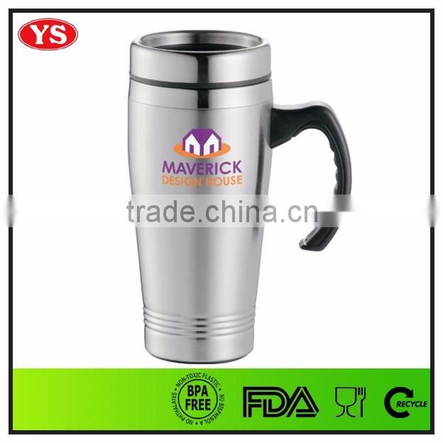 16oz thermos double wall stainless steel office cup with handle