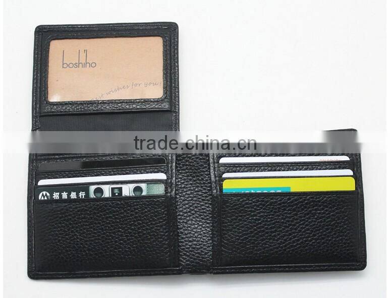 BOSHIHO litchi pattern leather rfid credit card wallet for men