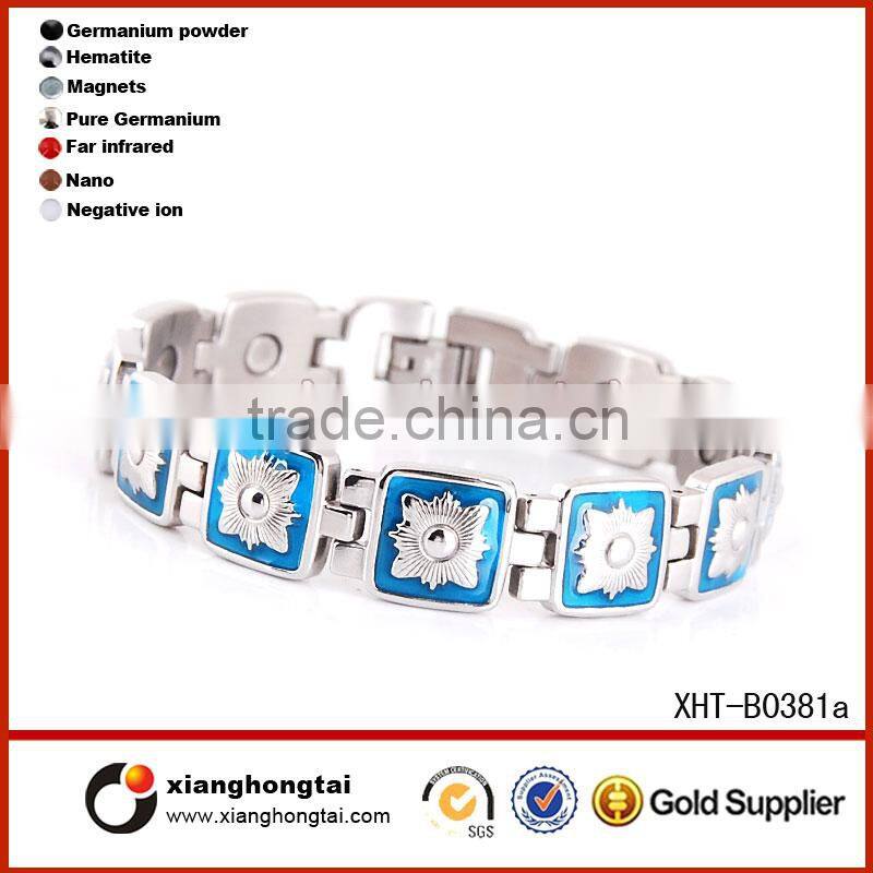 Fashion stainless steel charm bracelet, new stainless steel mens magnetic bracelet, 4-in 1 bio magnetic bracelet