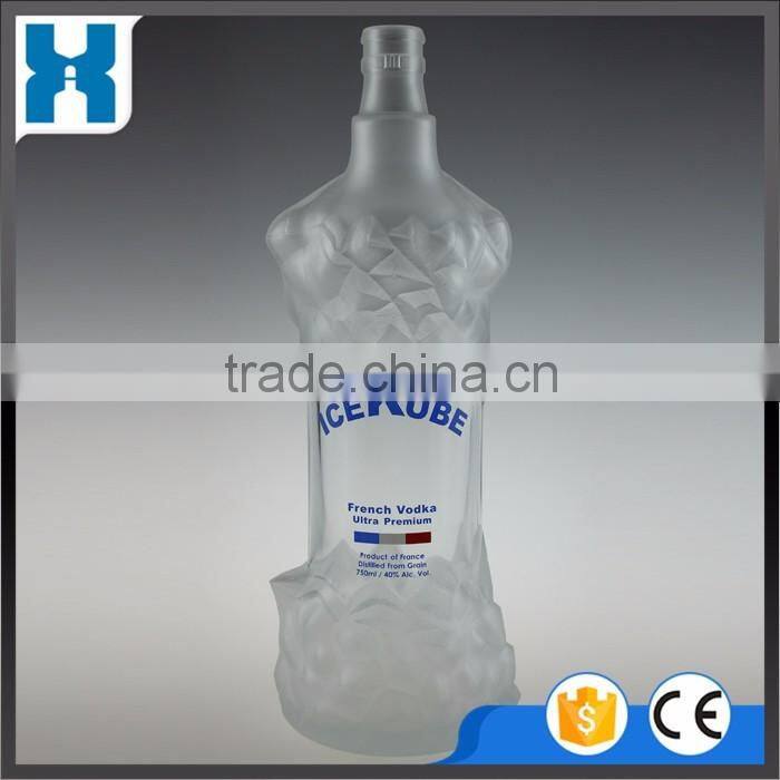 EMBOSSED 750ML/700ML SMOOTH CRYSTAL GLASS VODKA BOTTLE