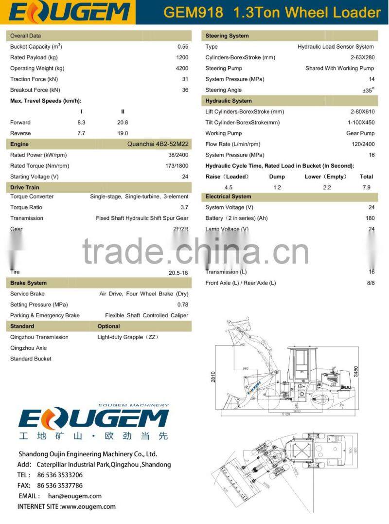 WeiChai engine loder CE joystick for sale