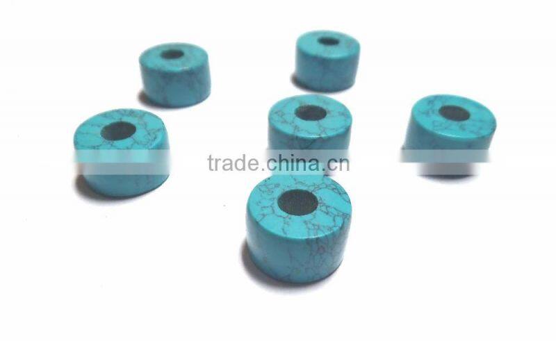 AAA Chinese Turquoise Smooth Handmade Big Hole Tyre Beads