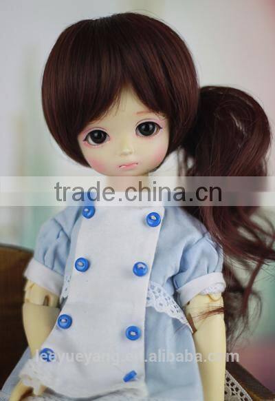 Cute synthetic dark brown 1/6 bjd doll bob wigs with ponytail