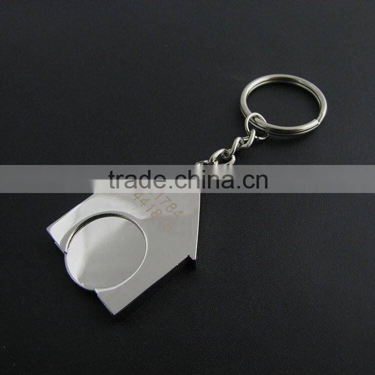 2016 promotion gifts Zinc Alloy House Trolley Coin Keychain with Agenty logo