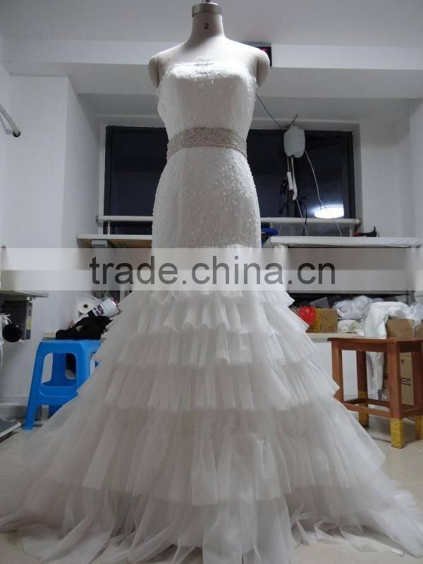 Lace StrapLess Mermaid Custom Made Floor Length Formal Bridal Dress Vestidos De Novia BW072 real pictures wedding dress china