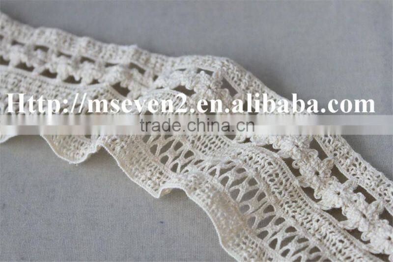high quality design lace in 7.2cm 100% cotton embroidery running yardage for sale
