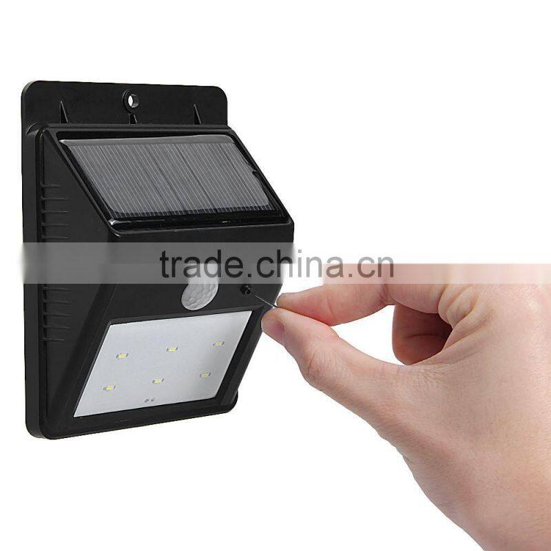 6 LED Solar Power PIR Motion Sensor Wall Light Outdoor Waterproof Garden Lamp