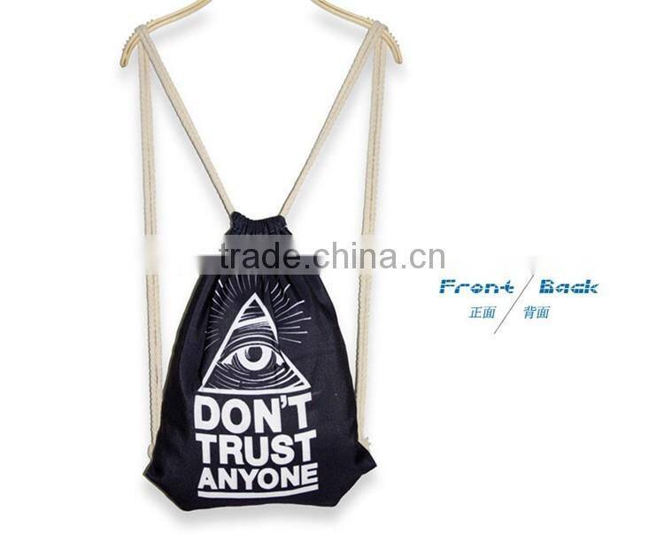 Promotional Canvas pattern printing drawstring backpack bag