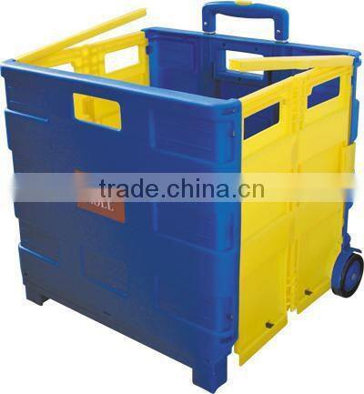 plastic collapsible rolling cart Foldaway plastic cart 38*33*36 cm
