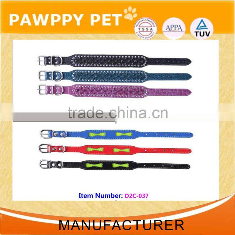 SOFT LEATHER DOG COLLAR FLOWER COLOUR PADDED MULTIPLE COLOURS