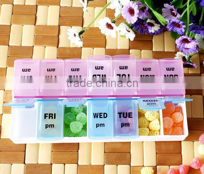 14 cells double rows medicine box case