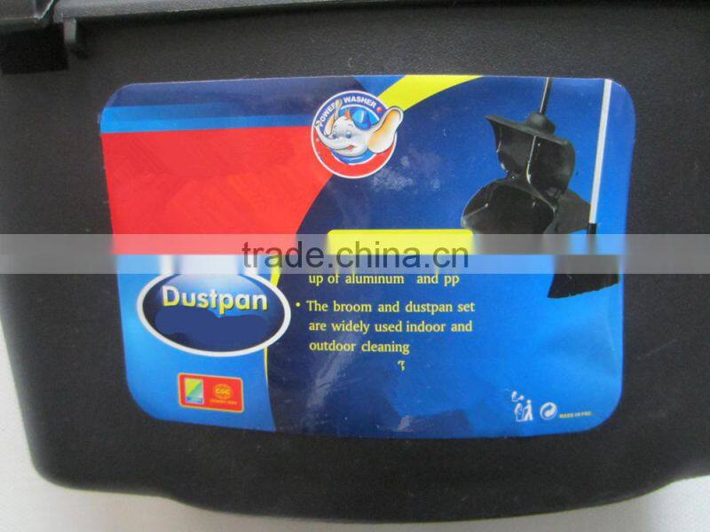 Black Plastic Dustpan With Long Handle And With Lid