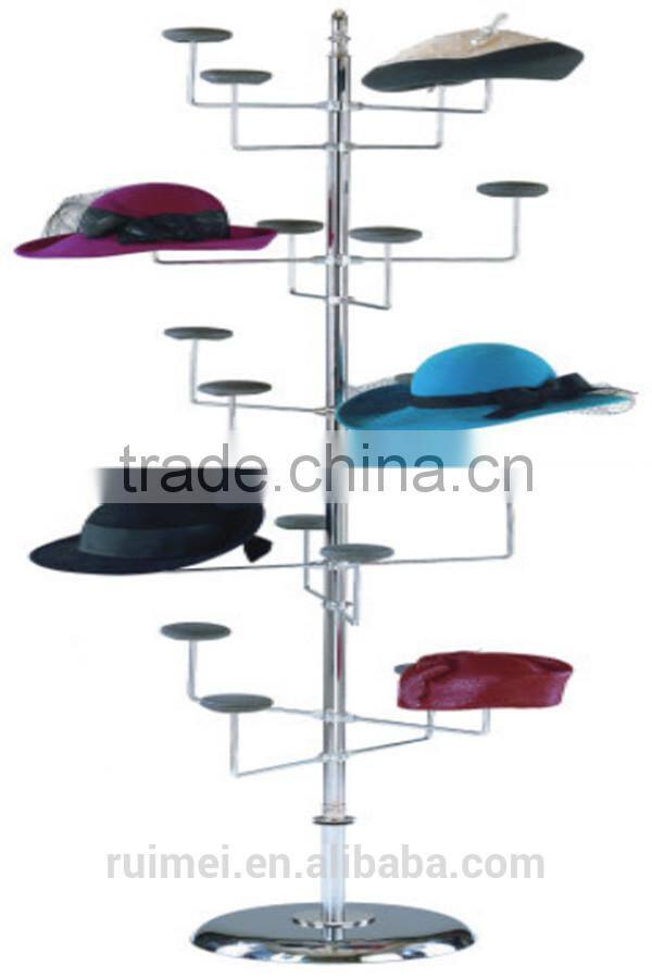 new produce Metal spinner multi-tier hat display rack for supermaket