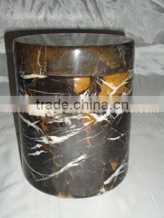NATURAL STONE BLACK AND GOLD MARBLE URNS