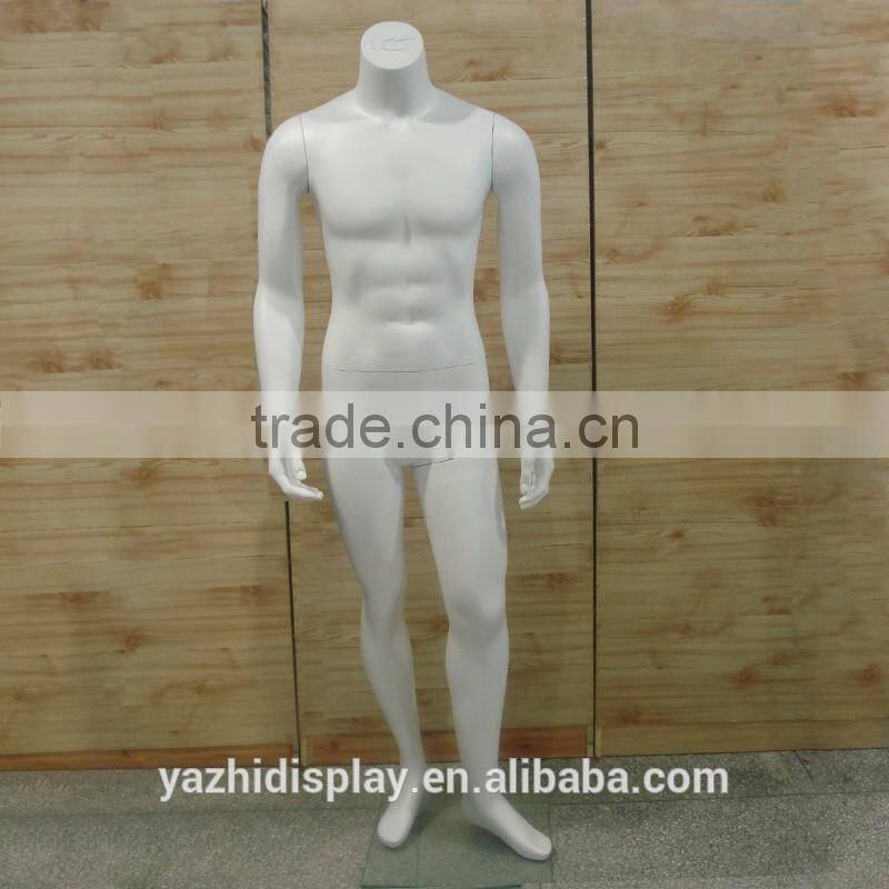 Male Headless White Matt Left Leg Forward Straight Pose Mannequin Display