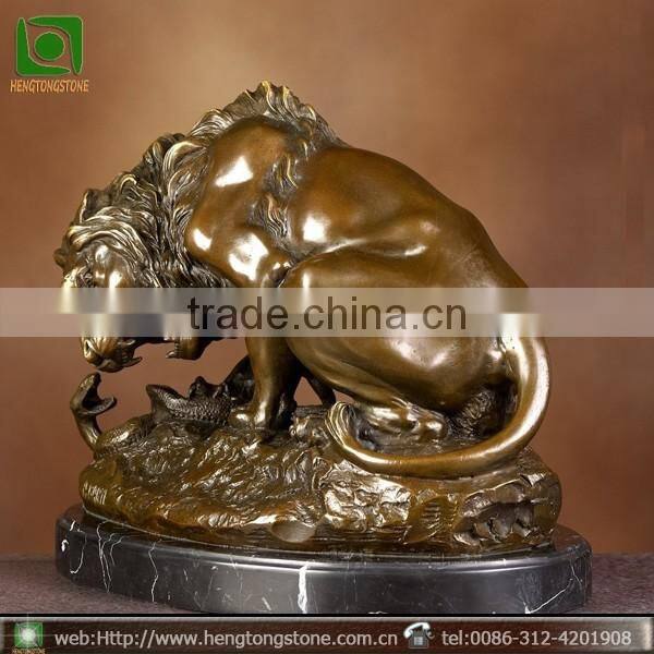 Brass Lion And Snake Sculpture