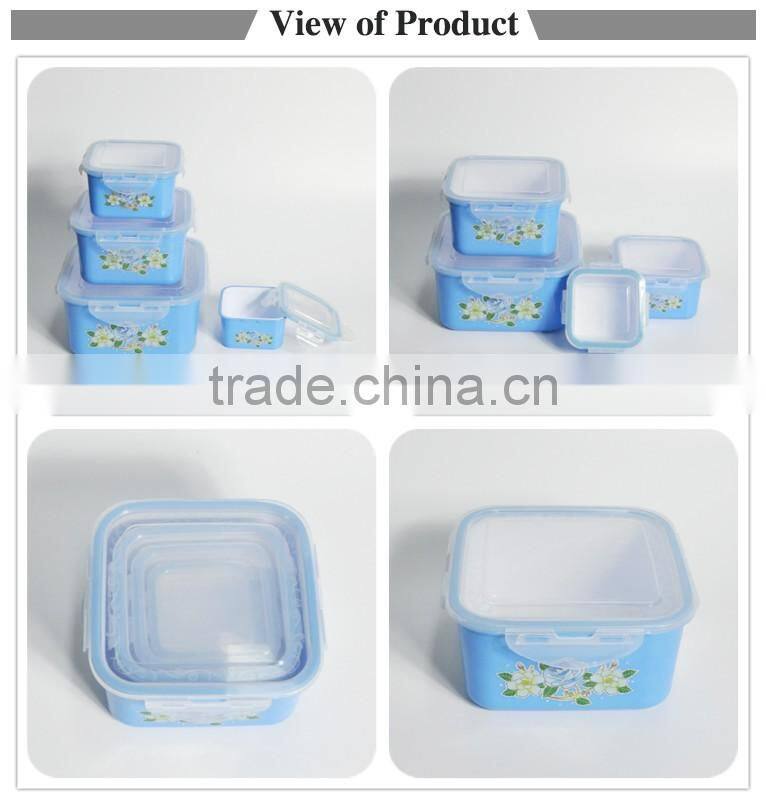 High quality stackable 4 pieces pp plastic food container set with lock for sale