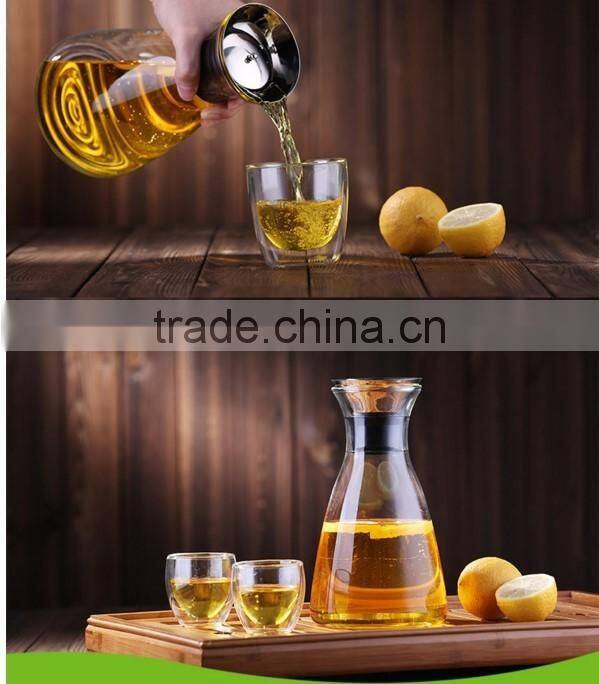 50oz Haonai Heat Resistance Borosilicate Glass Teapot with stainless lid Glass jar