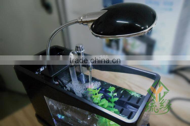 Mini USB Fish Tank With Multi-functions LED Light & Pen Container & Perpetual Calender USB Desk Aquariums With Lamp