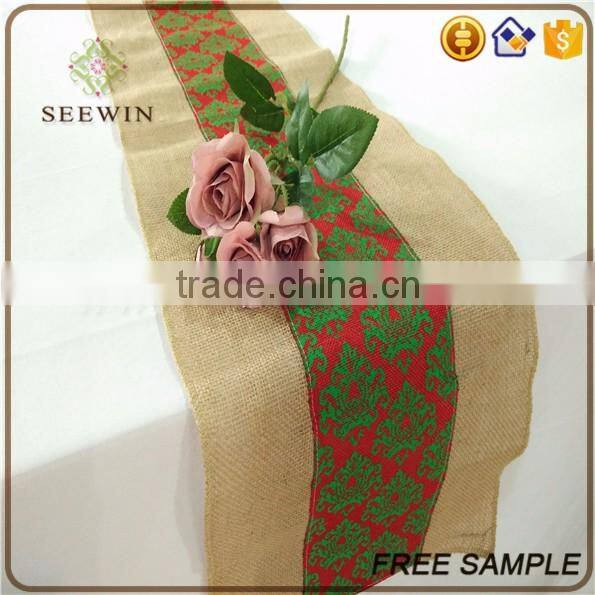 2016 lace pattern burlap table runner