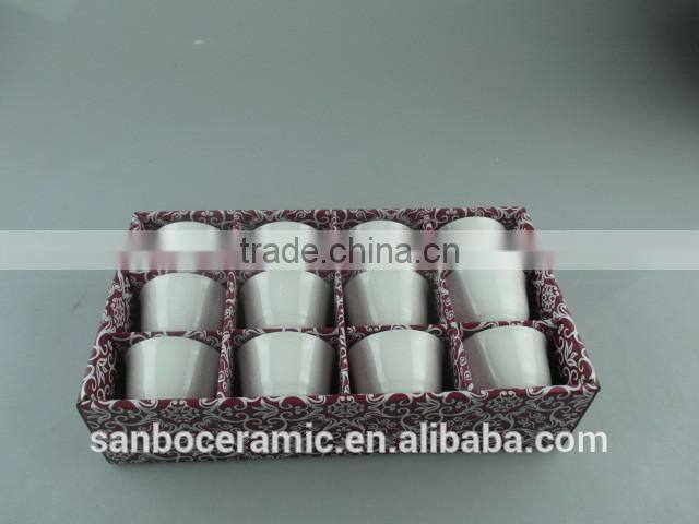 Stock cheap White Ceramic mini ice cream cup with Gife Box