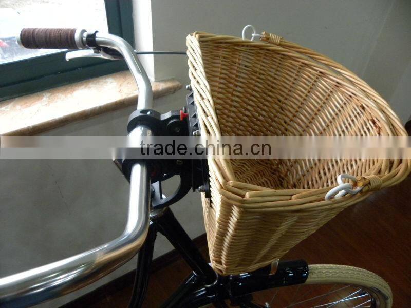 wicker bicycle basket with flower for bicycle (manufacture)