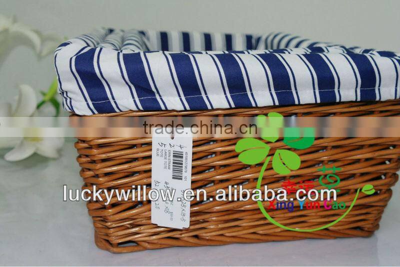 genuine handmade wicker storage organizing basket with chambray liner