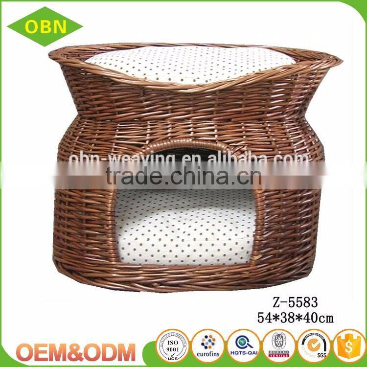 China custom nice quality beautiful antique pet house wicker dog bed indoor cat house for sale