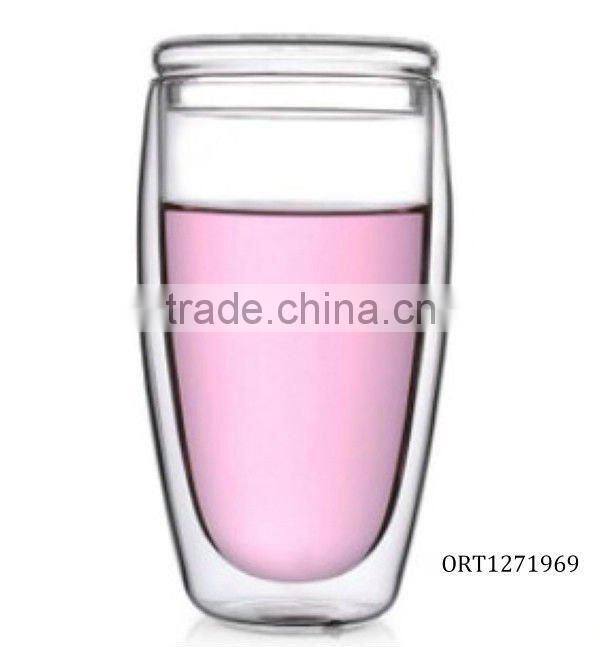 Hot Sale 250ml 350ml borosilicate double wall glass cup